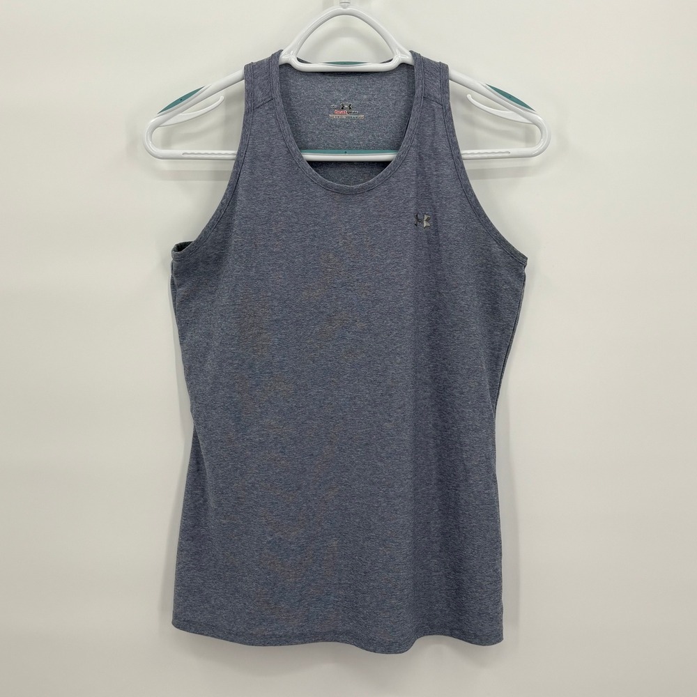 Under Armour HeatGear Womens Racerback‎ Tank Top Heathered Blue Gray SM VJOW210